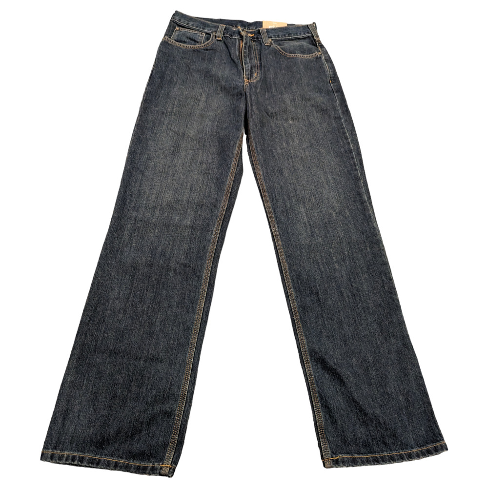 Carhartt Mens 32 x 34 Relaxed Fit Dark Blue Work Jeans Denim Outdoor RN#14806